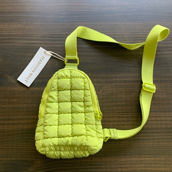 Lime Green Madison West Cross Sling Puffer Purse - Picture 1 of 6